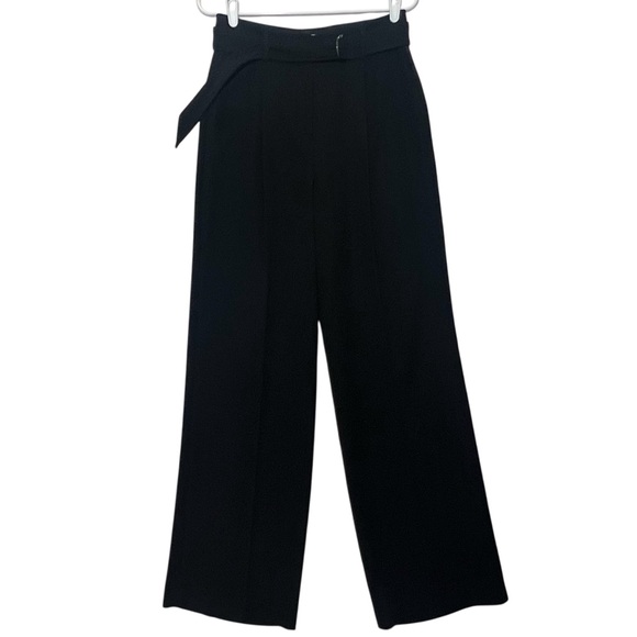 Babaton Pants - Babaton women’s Black Wide Leg Dress Pants size 6 belted high rise pockets zip